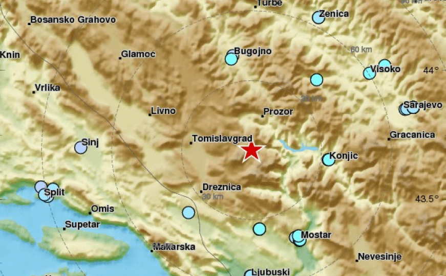 Tri zemljotresa potresla šire područje BiH